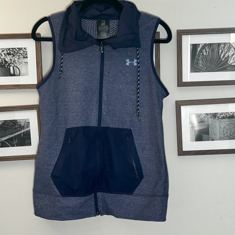 Under Armour Blue Sleeveless Zip-Up Vest with Hood